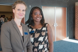 Dr. Erin Heidcamp, left, director of the Office of International Education, stands with Dian Brown-Albert, director of the multicultural center.