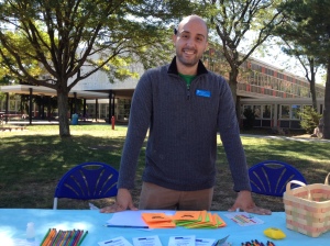 Jonathan Ruiz from Counseling Services encourages students to reduce stress by doing yoga or even blowing bubbles.