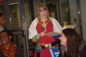 Sophomore exercise science major, Jenny Stosh, dressed in a Zeld costume and took students' orders.