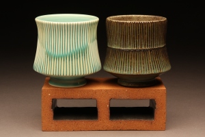 Cups created by Gregory Crochenet, professor in ceramics. 